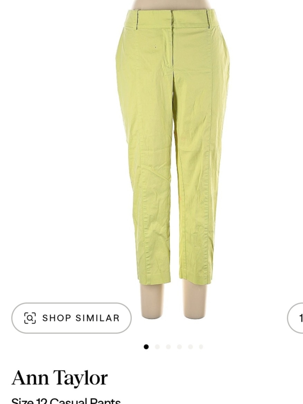 Ann Taylor Bright Lime Cropped Tapered Pants